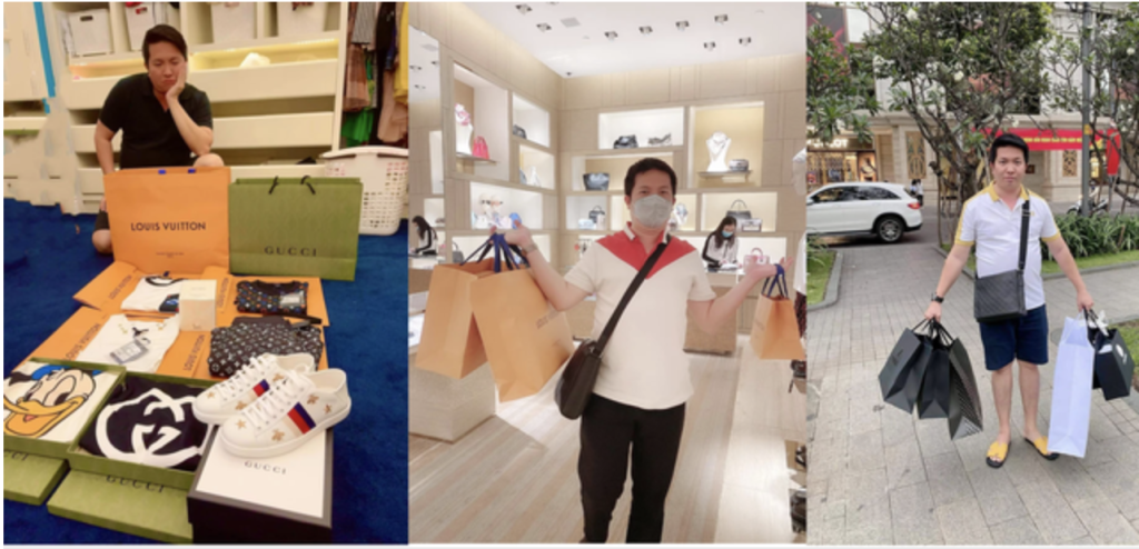 Nguyễn Quốc Vũ thường xuyên khoe cảnh mua sắm hàng xa xỉ lên mạng xã hội