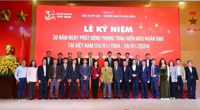 Bộ Y tế tổ chức lễ Kỷ niệm 30 năm Ngày phát động Phong trào hiến máu nhân đạo tại Việt Nam (ngày 24/1/1994 – 24/1/2024)