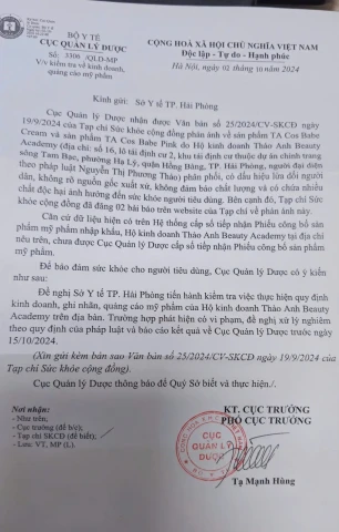 Bộ Y tế đề nghị kiểm tra chất lượng các sản phẩm của Tổng làm hồng Thảo Anh nhưng Sở Y tế Hải Phòng vẫn "bỏ ngỏ"