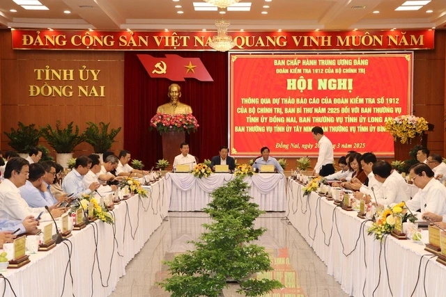 Kết quả kiểm tra đối với Tỉnh ủy Đồng Nai, Bình Phước, Long An và Tây Ninh