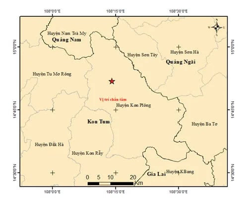 Kon Tum: Xảy ra trận động đất có độ lớn 2.6 tại huyện Kon Plông