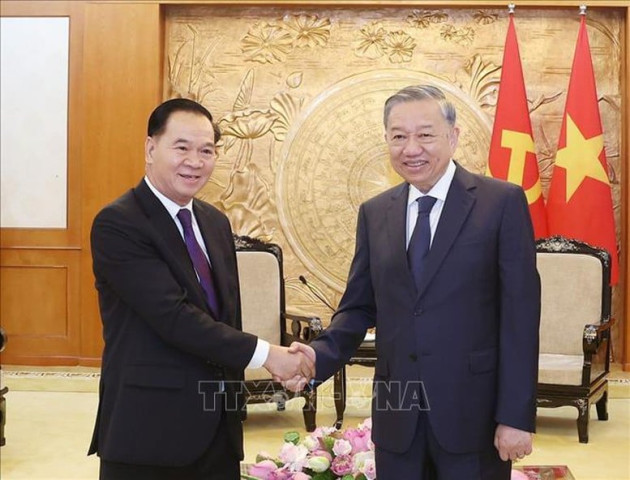 Tổng Bí thư Tô Lâm tiếp Chánh Văn phòng Trung ương Đảng Nhân dân Cách mạng Lào