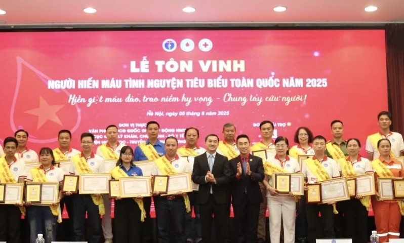 Tôn vinh 100 người hiến máu tình nguyện tiêu biểu toàn quốc năm 2025